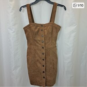 EUC Sz S Faux Suede, Soft, Stretch Y2K Look, Jumper, Mini, Pinafore